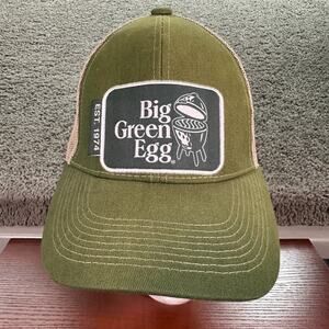 Big Green Egg Hat Mens OS Green Beige BBQ Barbecue Smoker Snapback Mesh Cap